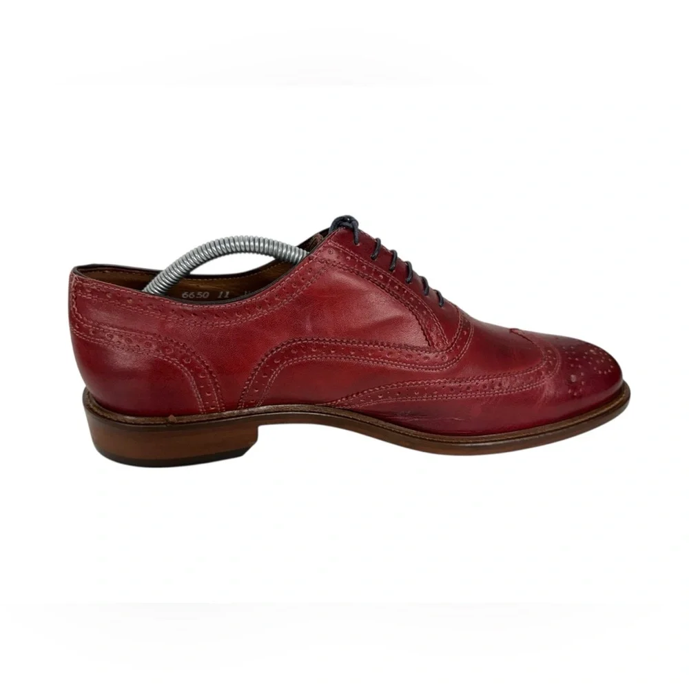 Mercanti Fiorentini Red Leather Wing Tip Oxford Mens Shoes US 11 M Casual